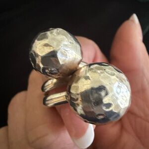 Taxco 925 Silver Hammered Double Ball Ring